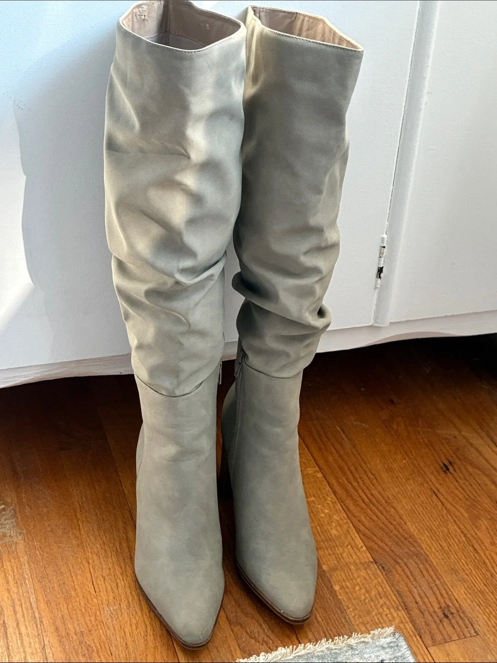 Ccocci Tall Slouchy Knee-High Boots in Taupe w/ Stacked Wood Heel 8